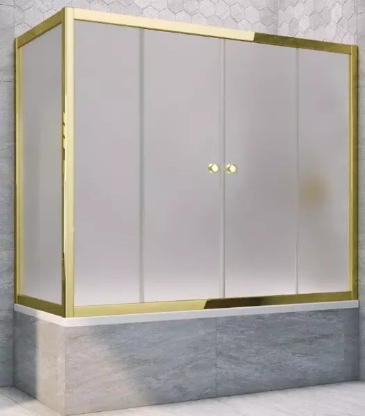 

Шторка на ванну стеклянная «Vegas Glass» Z2V+ZVF Tur Novo 155/85 сатин/золото универсальная
