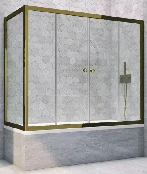 Шторка на ванну стеклянная «Vegas Glass» Z2V+ZVF Tur Novo 155/90 Crystal vision/бронза универсальная