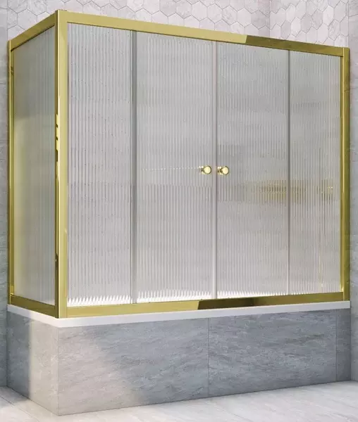 

Шторка на ванну стеклянная «Vegas Glass» Z2V+ZVF Tur Novo 155/90 Moru рифлёная/золото универсальная