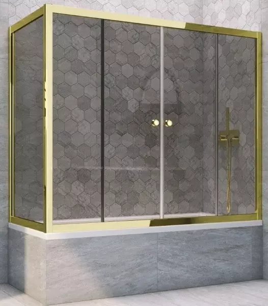 

Шторка на ванну стеклянная «Vegas Glass» Z2V+ZVF Tur Novo 165/70 графит/золото универсальная