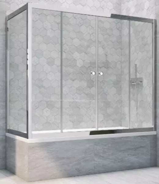 

Шторка на ванну стеклянная «Vegas Glass» Z2V+ZVF Tur Novo 165/80 Crystal vision/хром глянцевая универсальная