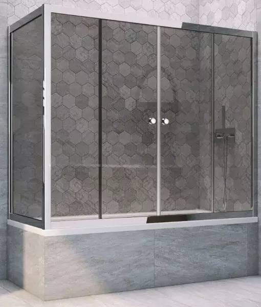 

Шторка на ванну стеклянная «Vegas Glass» Z2V+ZVF Tur Novo 165/85 графит/хром глянцевая универсальная