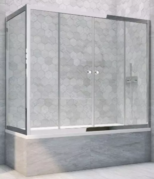 

Шторка на ванну стеклянная «Vegas Glass» Z2V+ZVF Tur Novo 175/85 Crystal vision/хром глянцевая универсальная