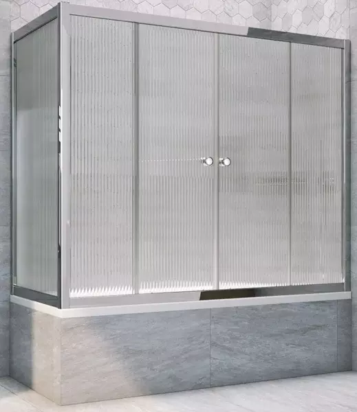 

Шторка на ванну стеклянная «Vegas Glass» Z2V+ZVF Tur Novo 180/80 Moru рифлёная/хром глянцевая универсальная