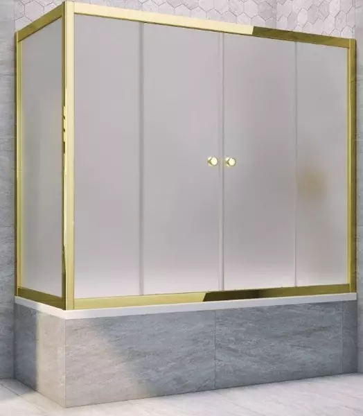

Шторка на ванну стеклянная «Vegas Glass» Z2V+ZVF Tur Novo 185/70 сатин/золото универсальная