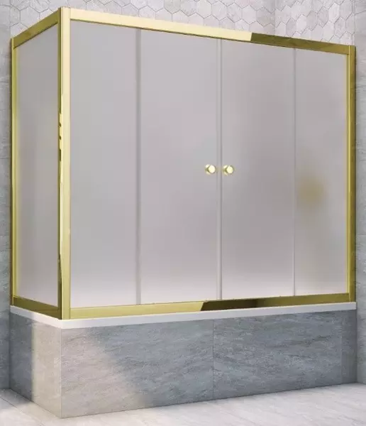 

Шторка на ванну стеклянная «Vegas Glass» Z2V+ZVF Tur Novo 185/75 сатин/золото универсальная