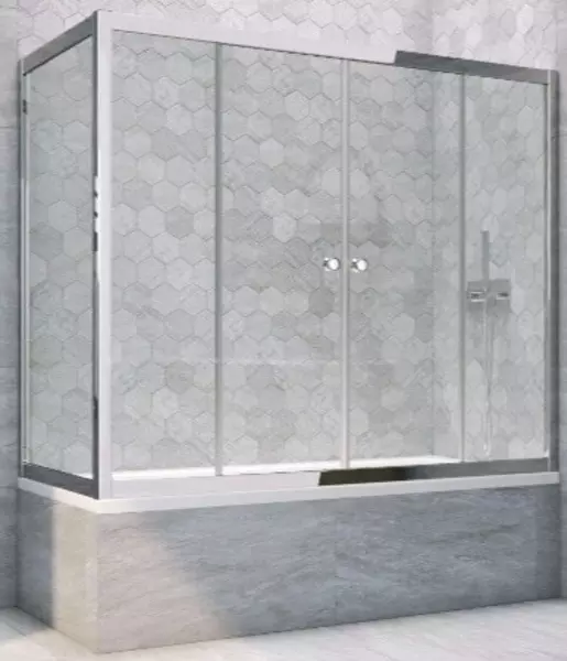 

Шторка на ванну стеклянная «Vegas Glass» Z2V+ZVF Tur Novo 185/80 Crystal vision/хром глянцевая универсальная