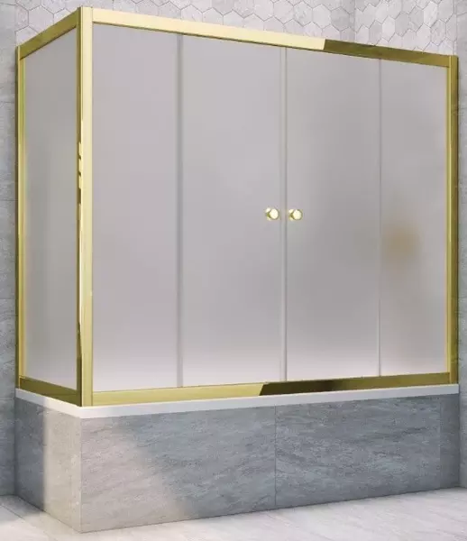 

Шторка на ванну стеклянная «Vegas Glass» Z2V+ZVF Tur Novo 185/80 сатин/золото универсальная