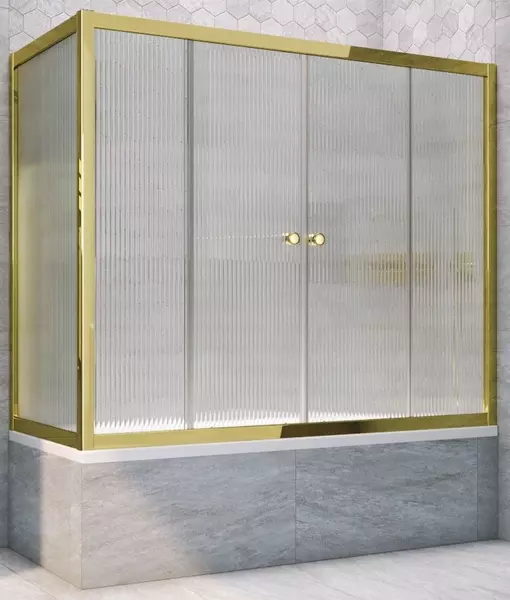 

Шторка на ванну стеклянная «Vegas Glass» Z2V+ZVF Tur Novo 185/80 Moru рифлёная/золото универсальная