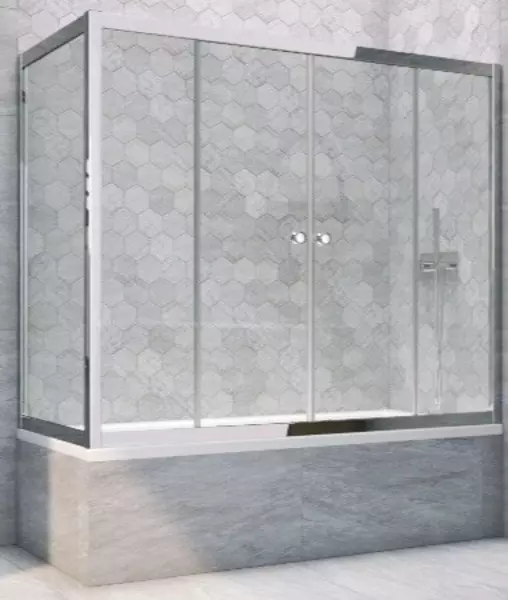 

Шторка на ванну стеклянная «Vegas Glass» Z2V+ZVF Tur Novo 185/85 Crystal vision/хром глянцевая универсальная