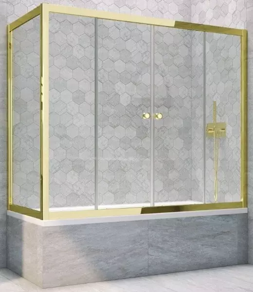 

Шторка на ванну стеклянная «Vegas Glass» Z2V+ZVF Tur Novo 190/70 прозрачная/золото универсальная