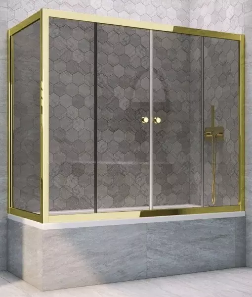 

Шторка на ванну стеклянная «Vegas Glass» Z2V+ZVF Tur Novo 190/70 графит/золото универсальная