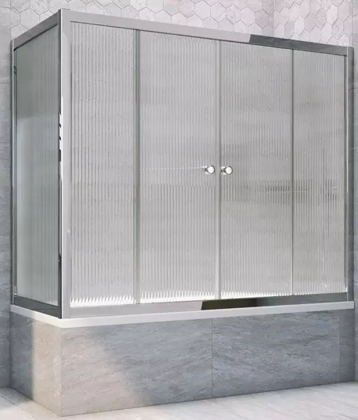 

Шторка на ванну стеклянная «Vegas Glass» Z2V+ZVF Tur Novo 190/75 Moru рифлёная/хром глянцевая универсальная