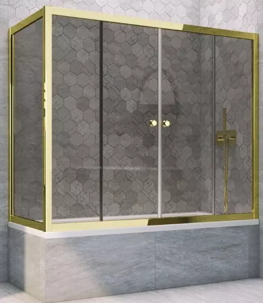 

Шторка на ванну стеклянная «Vegas Glass» Z2V+ZVF Tur Novo 190/75 графит/золото универсальная