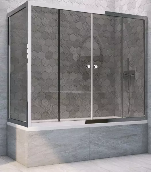 

Шторка на ванну стеклянная «Vegas Glass» Z2V+ZVF Tur Novo 190/85 графит/хром глянцевая универсальная