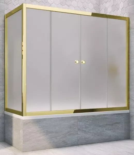 

Шторка на ванну стеклянная «Vegas Glass» Z2V+ZVF Tur Novo 190/90 сатин/золото универсальная