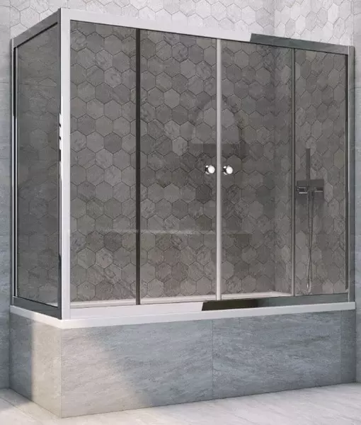 

Шторка на ванну стеклянная «Vegas Glass» Z2V+ZVF Tur Novo 195/70 графит/хром глянцевая универсальная