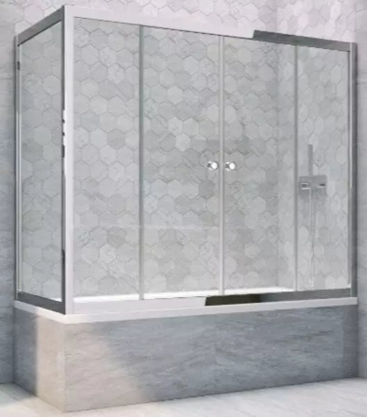 

Шторка на ванну стеклянная «Vegas Glass» Z2V+ZVF Tur Novo 195/70 Crystal vision/хром глянцевая универсальная