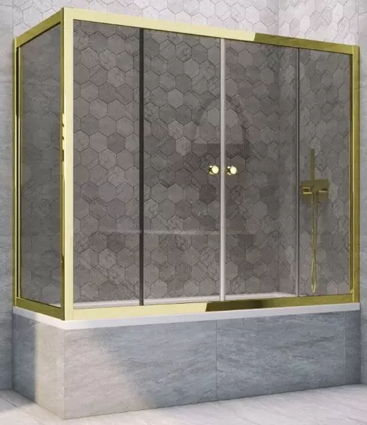 

Шторка на ванну стеклянная «Vegas Glass» Z2V+ZVF Tur Novo 195/75 графит/золото универсальная
