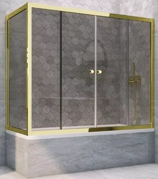 

Шторка на ванну стеклянная «Vegas Glass» Z2V+ZVF Tur Novo 195/80 графит/золото универсальная
