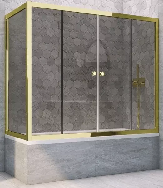 

Шторка на ванну стеклянная «Vegas Glass» Z2V+ZVF Tur Novo 195/85 графит/золото универсальная