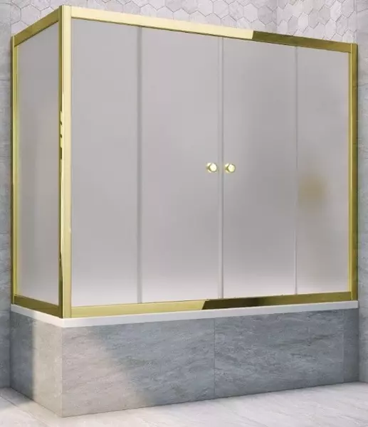 

Шторка на ванну стеклянная «Vegas Glass» Z2V+ZVF Tur Novo 195/85 сатин/золото универсальная