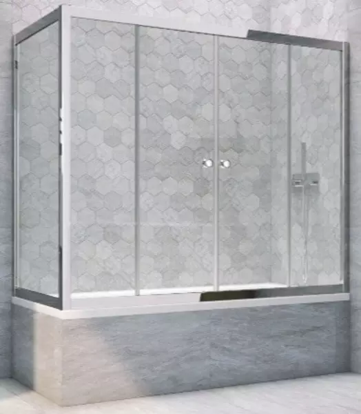 

Шторка на ванну стеклянная «Vegas Glass» Z2V+ZVF Tur Novo 195/90 Crystal vision/хром глянцевая универсальная