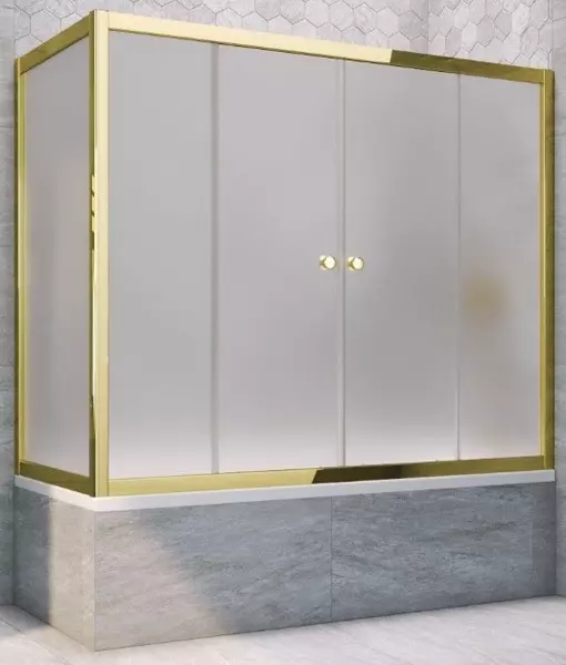 

Шторка на ванну стеклянная «Vegas Glass» Z2V+ZVF Tur Novo 195/90 сатин/золото универсальная