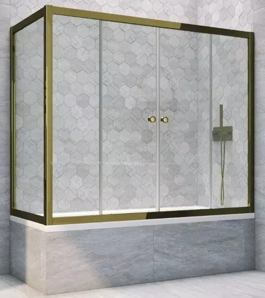 

Шторка на ванну стеклянная «Vegas Glass» Z2V+ZVF Tur Novo 200/75 Crystal vision/бронза универсальная