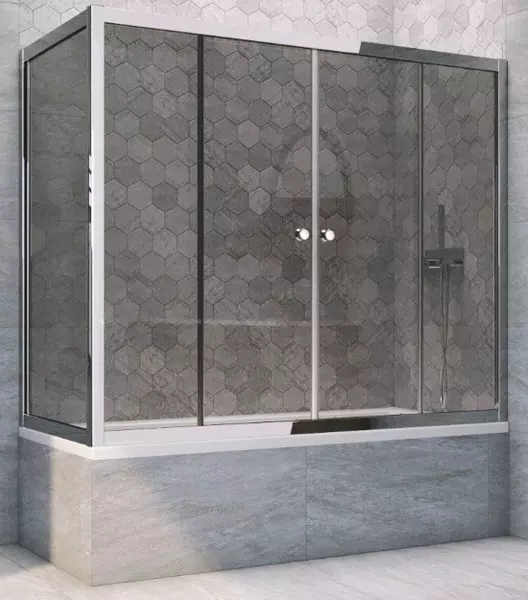 

Шторка на ванну стеклянная «Vegas Glass» Z2V+ZVF Tur Novo 200/75 графит/хром глянцевая универсальная