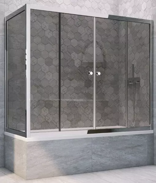 

Шторка на ванну стеклянная «Vegas Glass» Z2V+ZVF Tur Novo 200/85 графит/хром глянцевая универсальная