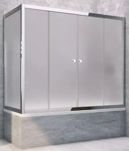 

Шторка на ванну стеклянная «Vegas Glass» Z2V+ZVF Tur Novo 200/85 сатин/хром глянцевая универсальная