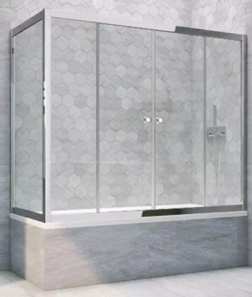

Шторка на ванну стеклянная «Vegas Glass» Z2V+ZVF Tur Novo 200/90 прозрачная/хром глянцевая универсальная