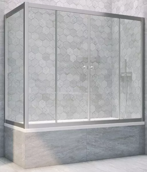 

Шторка на ванну стеклянная «Vegas Glass» Z2V+ZVF Novo 155/80 прозрачная/хром матовая универсальная