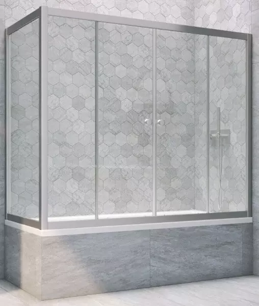 

Шторка на ванну стеклянная «Vegas Glass» Z2V+ZVF Novo 155/85 прозрачная/хром матовая универсальная