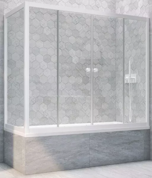 Шторка на ванну стеклянная «Vegas Glass» Z2V+ZVF Novo 155/90 прозрачная/белая универсальная