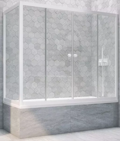 

Шторка на ванну стеклянная «Vegas Glass» Z2V+ZVF Novo 155/90 прозрачная/белая универсальная