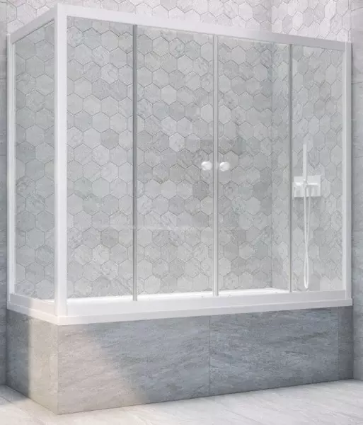 

Шторка на ванну стеклянная «Vegas Glass» Z2V+ZVF Novo 165/75 прозрачная/белая универсальная