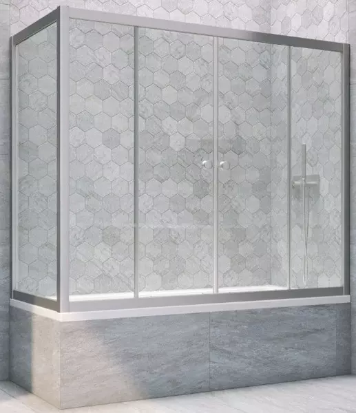

Шторка на ванну стеклянная «Vegas Glass» Z2V+ZVF Novo 165/75 прозрачная/хром матовая универсальная