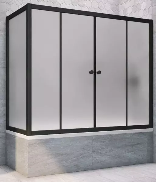 

Шторка на ванну стеклянная «Vegas Glass» Z2V+ZVF Novo 165/75 сатин/чёрная матовая универсальная