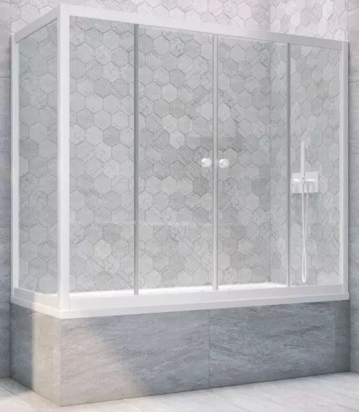 

Шторка на ванну стеклянная «Vegas Glass» Z2V+ZVF Novo 165/80 прозрачная/белая универсальная