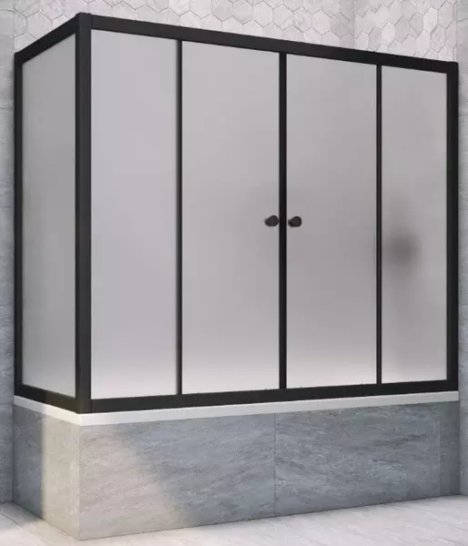 

Шторка на ванну стеклянная «Vegas Glass» Z2V+ZVF Novo 175/75 сатин/чёрная матовая универсальная