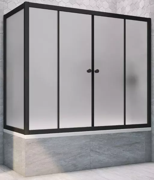 

Шторка на ванну стеклянная «Vegas Glass» Z2V+ZVF Novo 175/85 сатин/чёрная матовая универсальная