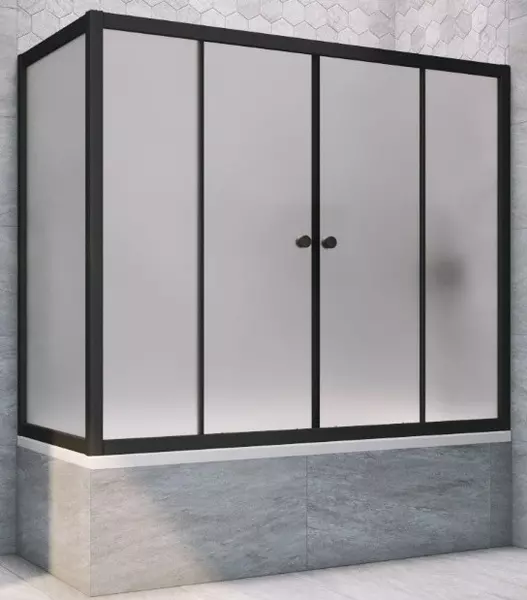 

Шторка на ванну стеклянная «Vegas Glass» Z2V+ZVF Novo 185/70 сатин/чёрная матовая универсальная
