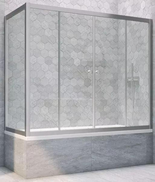 

Шторка на ванну стеклянная «Vegas Glass» Z2V+ZVF Novo 185/80 прозрачная/хром матовая универсальная