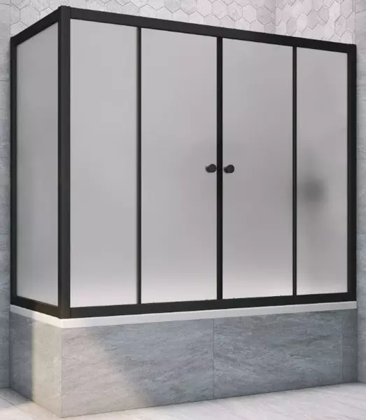 

Шторка на ванну стеклянная «Vegas Glass» Z2V+ZVF Novo 185/85 сатин/чёрная матовая универсальная