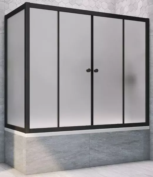 

Шторка на ванну стеклянная «Vegas Glass» Z2V+ZVF Novo 190/75 сатин/чёрная матовая универсальная