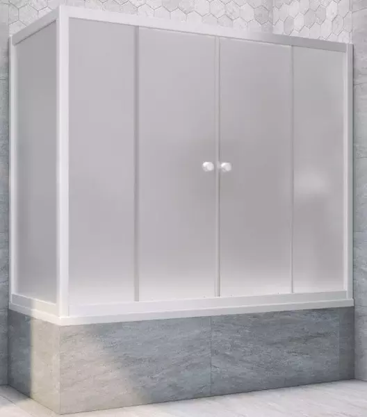 

Шторка на ванну стеклянная «Vegas Glass» Z2V+ZVF Novo 190/80 сатин/белая универсальная