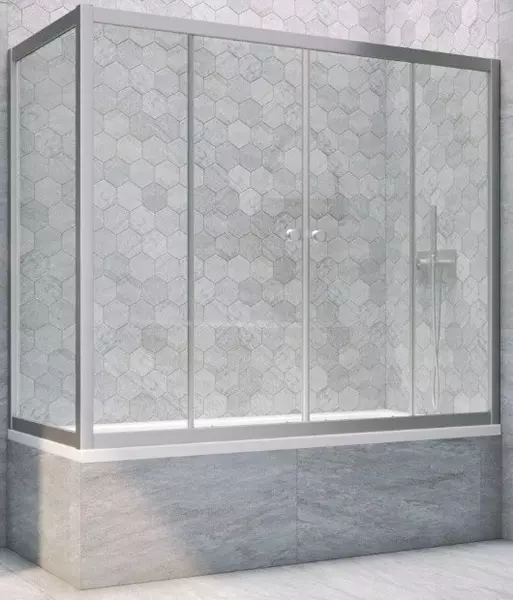 

Шторка на ванну стеклянная «Vegas Glass» Z2V+ZVF Novo 190/80 прозрачная/хром матовая универсальная