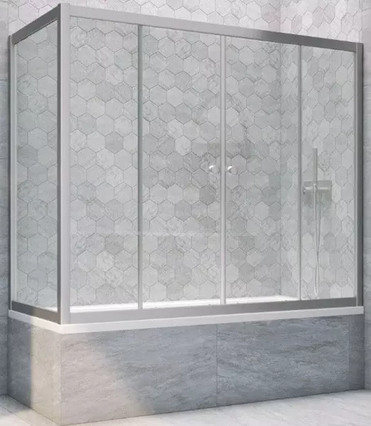 

Шторка на ванну стеклянная «Vegas Glass» Z2V+ZVF Novo 190/85 прозрачная/хром матовая универсальная